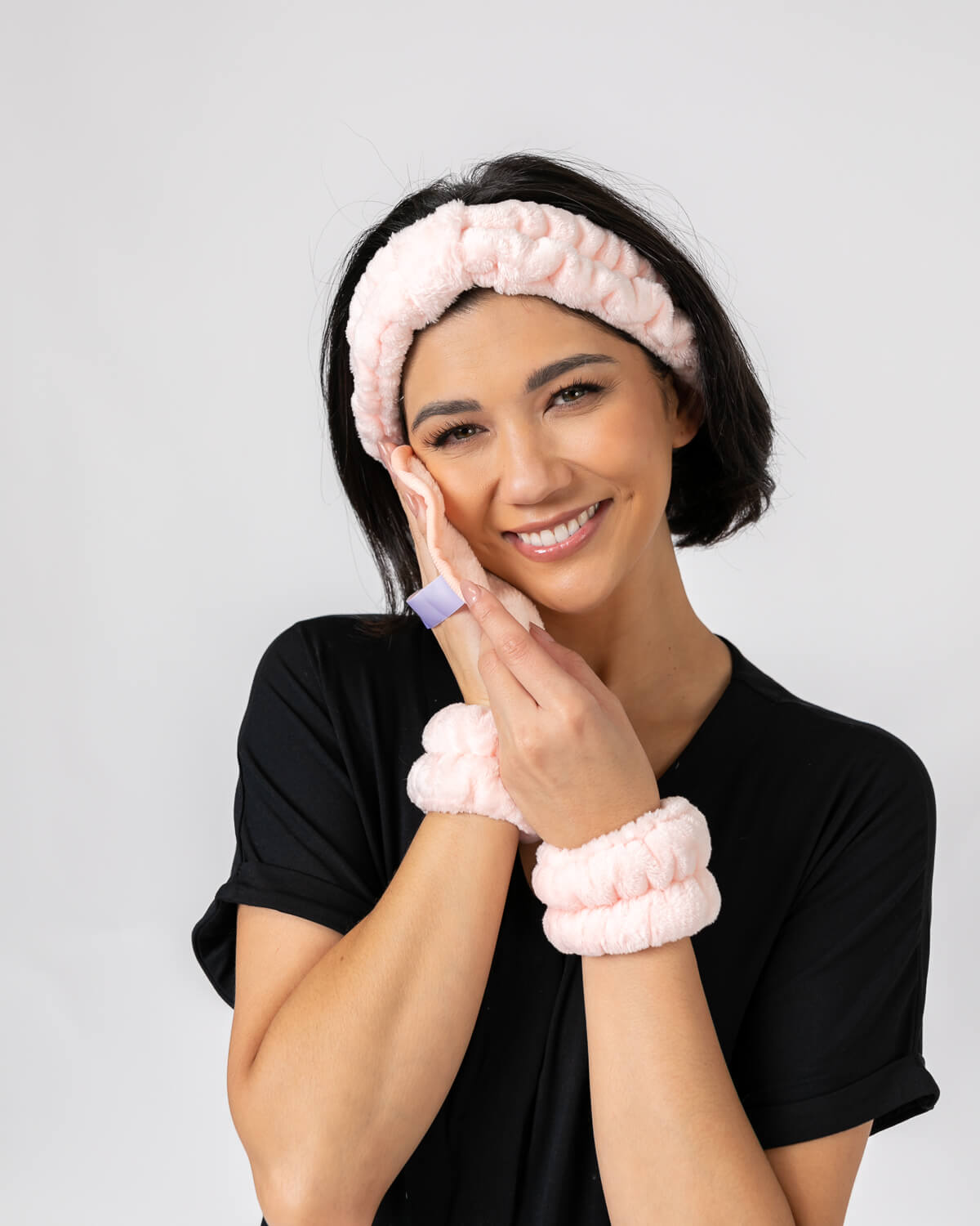 Plush Terry Cloth Pink Washcloth Set of 5